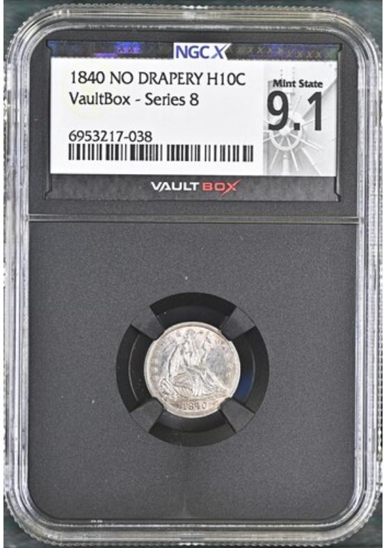 1840 NO DRAPERY H10C NGCX MINT STATE 9.1 Series 8 Front