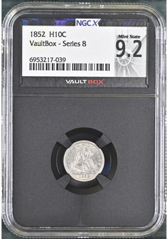 1852 H10C NGCX MINT STATE 9.2 Series 8 Front