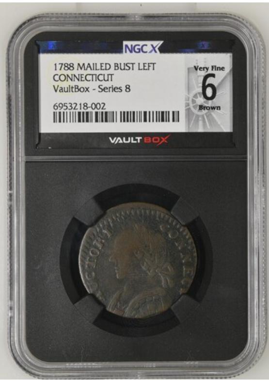 1788 MAILED BUST LEFT CONNECTICUT NGCX VERY FINE 6 BROWN Series 8 Front