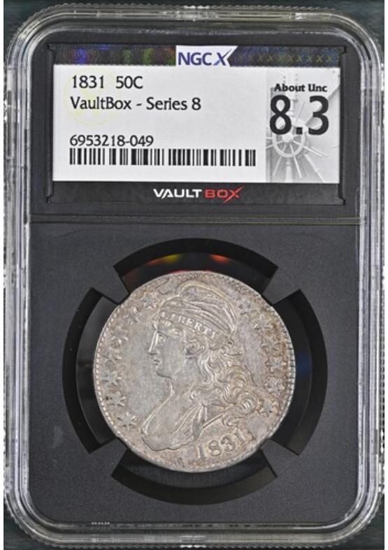 1831 50C NGCX ABOUT UNCIRCULATED 8.3 Series 8 Front