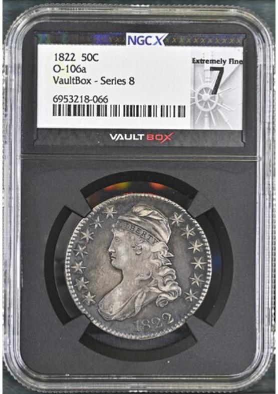 1822 O-106A 50C NGCX EXTREMELY FINE 7 Series 8 Front