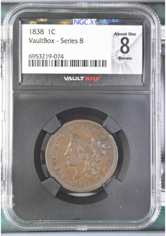 1838 1C NGCX ABOUT UNCIRCULATED 8 BROWN Series 8 Front
