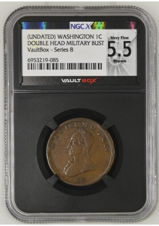 (UNDATED) WASHINGTON DOUBLE HEAD MILITARY BUST 1C NGCX VERY FINE 5.5 BROWN Series 8 Front