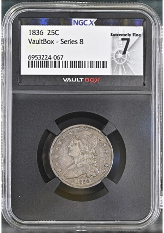 1836 25C NGCX EXTREMELY FINE 7 Series 8 Front