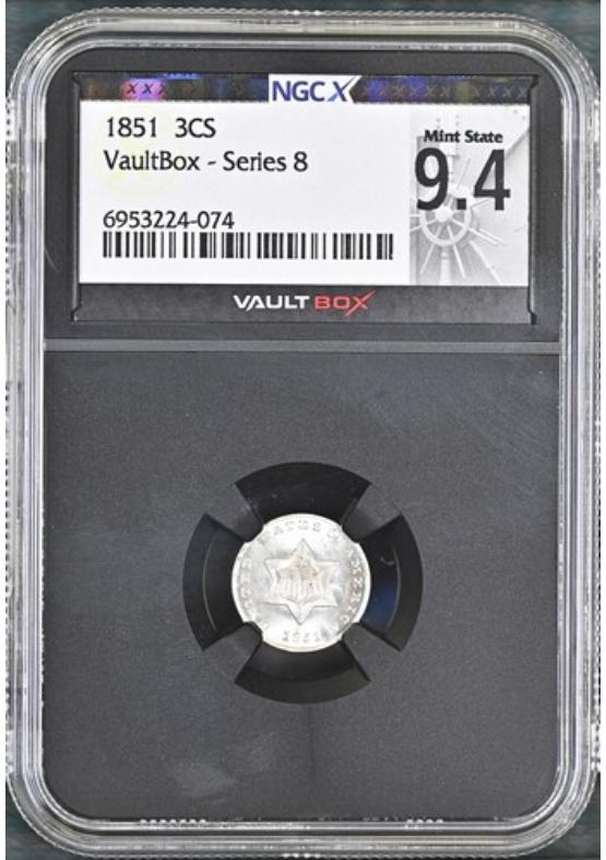 1851 3CS NGCX MINT STATE 9.4 Series 8 Front