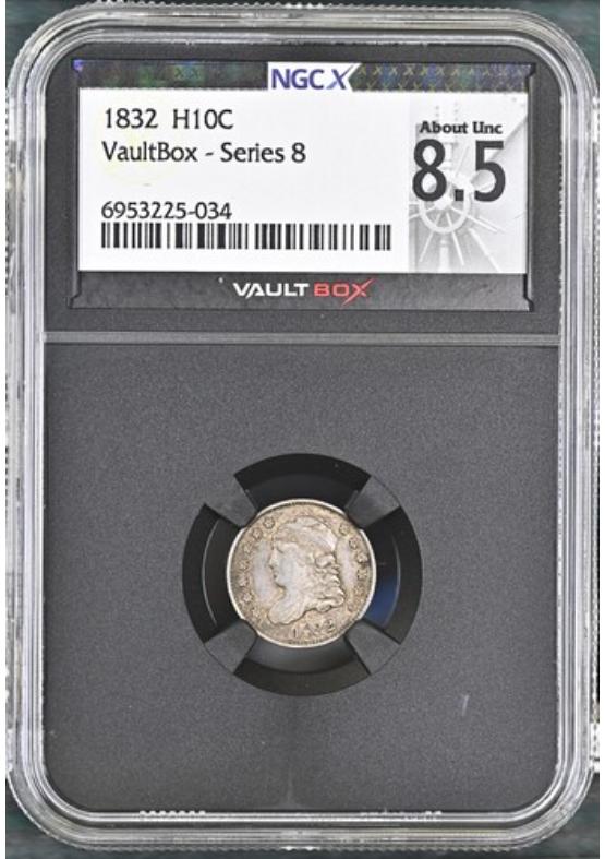 1832 H10C NGCX ABOUT UNCIRCULATED 8.5 Series 8 Front