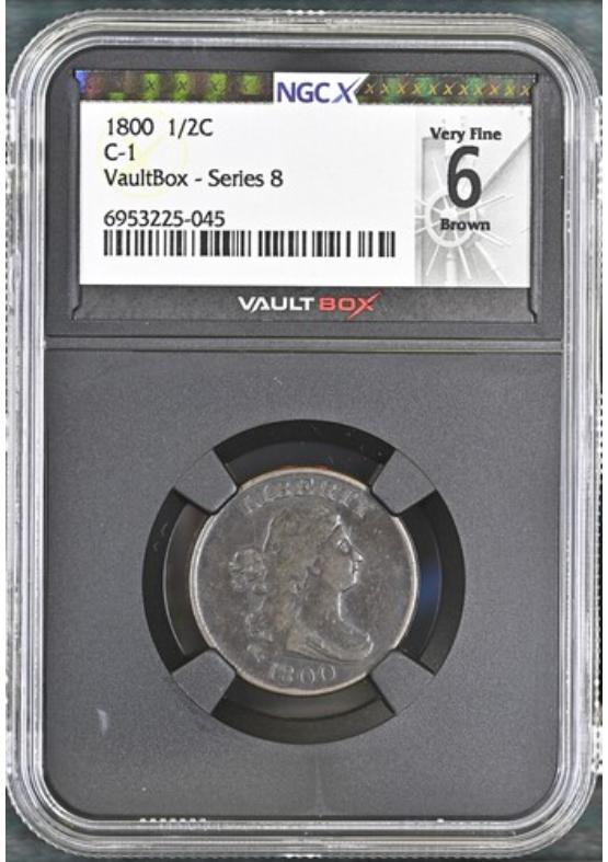 1800 C-1 1/2C NGCX VERY FINE 6 BROWN Series 8 Front
