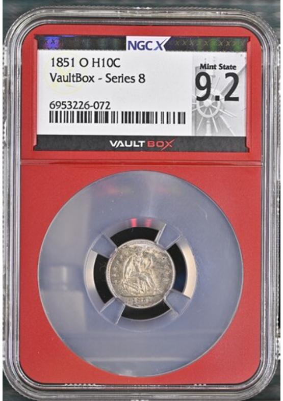 1851-O H10C NGCX MINT STATE 9.2 Series 8 Front