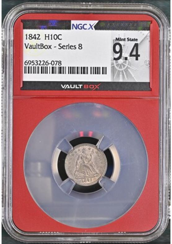 1842 H10C NGCX MINT STATE 9.4 FRONT
