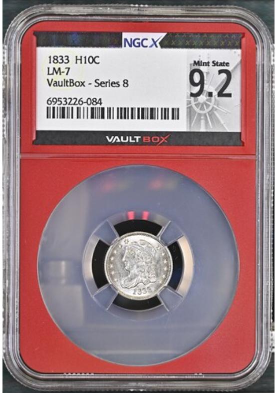 1833 LM-7 H10C NGCX MINT STATE 9.2 Series 8 Front