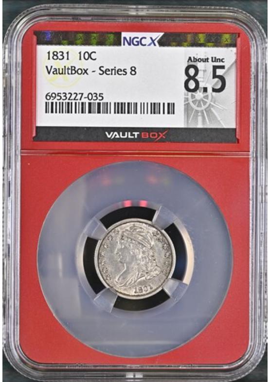 1831 10C NGCX ABOUT UNCIRCULATED 8.5 Series 8 Front