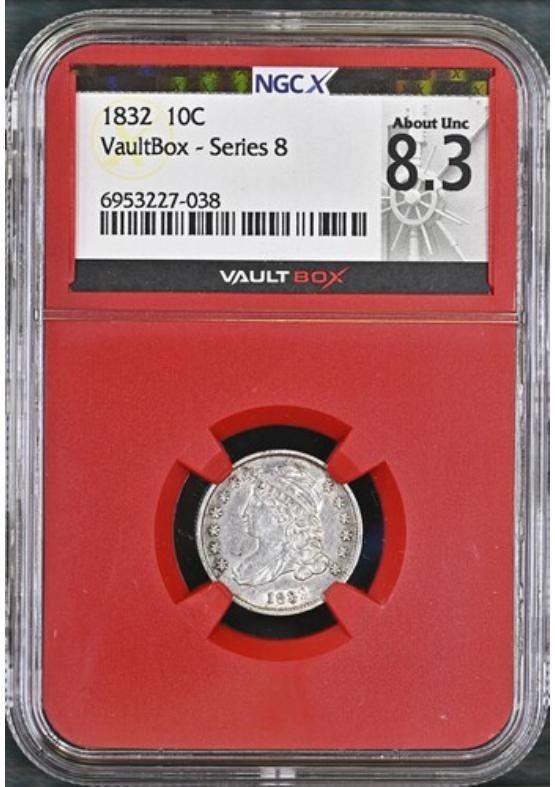 1832 10C NGCX ABOUT UNCIRCULATED 8.3 Series 8 Front