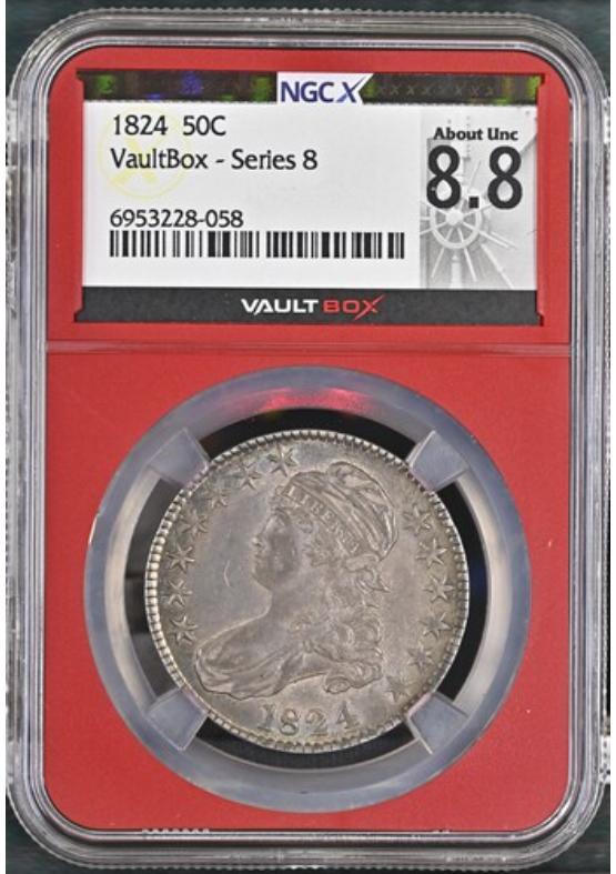 1824 50C NGCX ABOUT UNCIRCULATED 8.8 Series 8 Front
