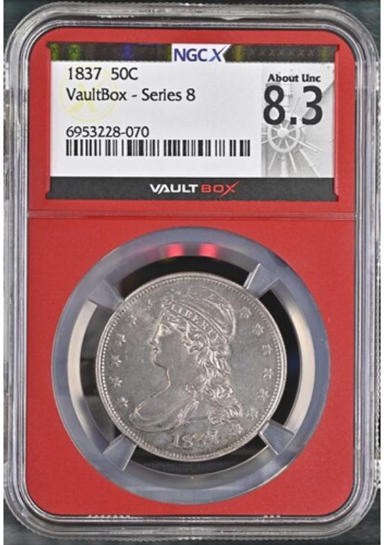 1837 50C NGCX ABOUT UNCIRCULATED 8.3 Series 8 Front