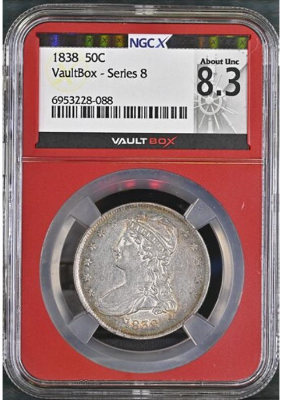 1838 50C NGCX ABOUT UNCIRCULATED 8.3 Series 8 Front