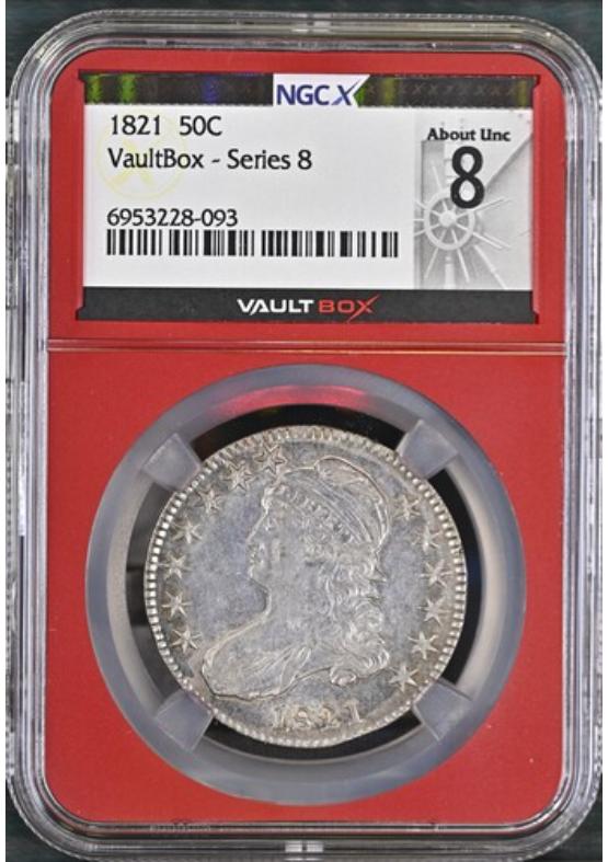 1821 50C NGCX ABOUT UNCIRCULATED 8 Series 8 Front