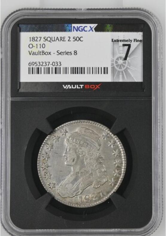 1827 SQUARE 2 O-110 50C NGCX EXTREMELY FINE 7 Series 8 Front