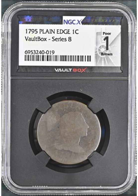 1795 PLAIN EDGE 1C NGCX POOR $1 BROWN Series 8 Front