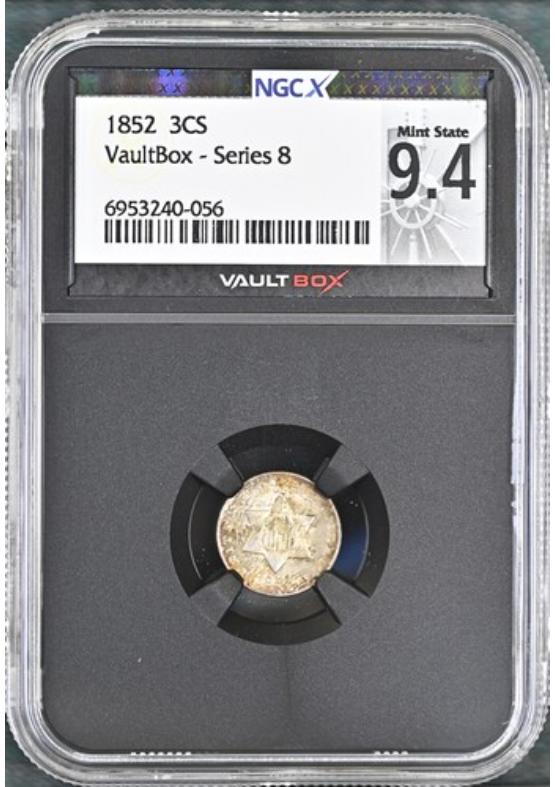 1852 3CS NGCX MINT STATE 9.4 Series 8 Front