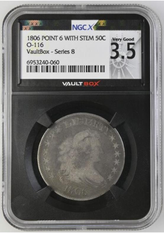 1806 POINT 6 WITH STEM O-116 50C NGCX VERY GOOD 3.5 Series 8 Front