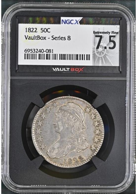 1822 50C NGCX EXTREMELY FINE 7.5 Series 8 Front