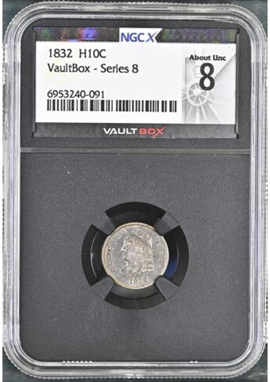1832 H10C NGCX ABOUT UNCIRCULATED 8 Series 8 Front