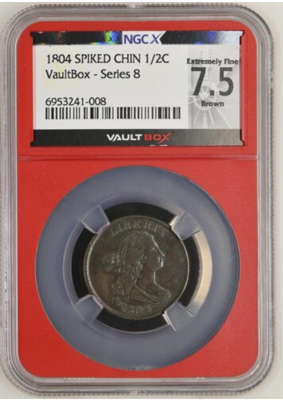 1804 SPIKED CHIN 1/2C NGCX EXTREMELY FINE 7.5 BROWN Series 8 Front