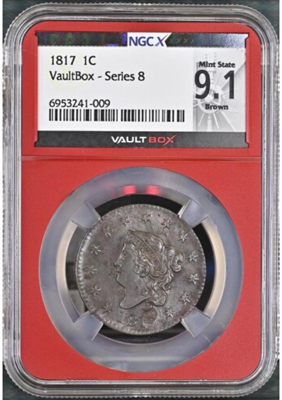 1817 1C NGCX MINT STATE 9.1 BROWN Series 8 Front