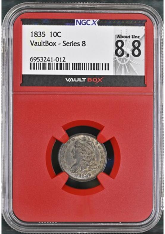 1835 10C NGCX ABOUT UNCIRCULATED 8.8 Series 8 Front