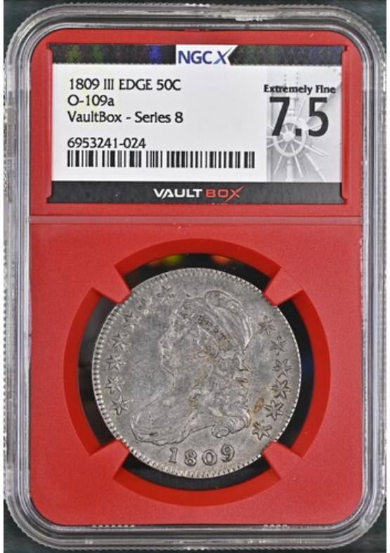 1809 III EDGE O-109A 50C NGCX EXTREMELY FINE 7.5 Series 8 Front