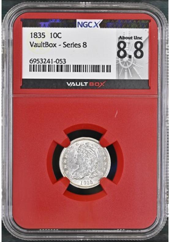 1835 10C NGCX ABOUT UNCIRCULATED 8.8 Series 8 Front