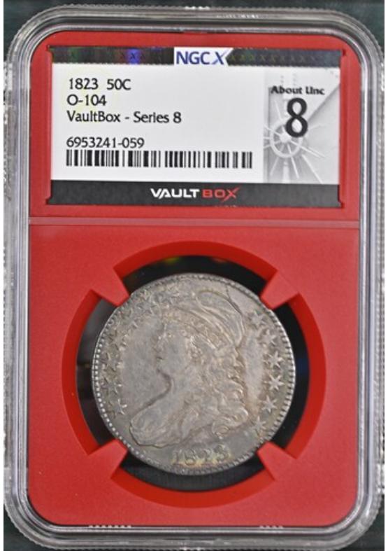1823 O-104 50C NGCX ABOUT UNCIRCULATED 8 Series 8 Front