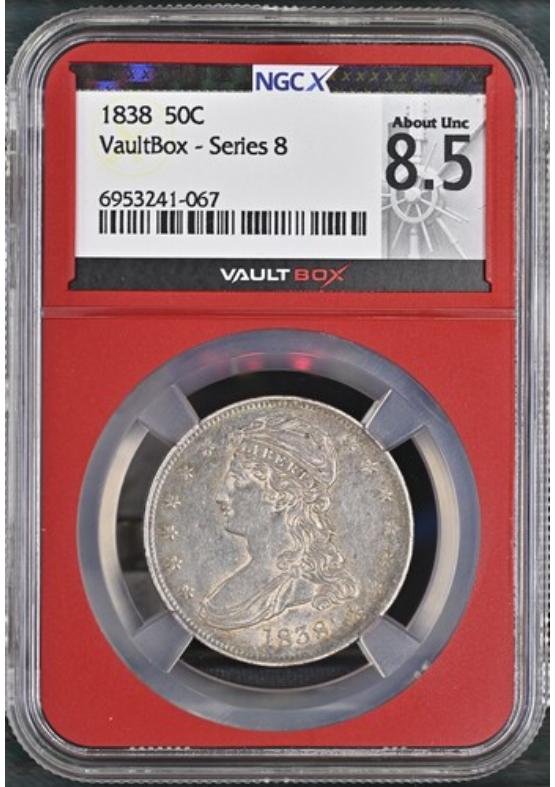 1838 50C NGCX ABOUT UNCIRCULATED 8.5 Series 8 Front