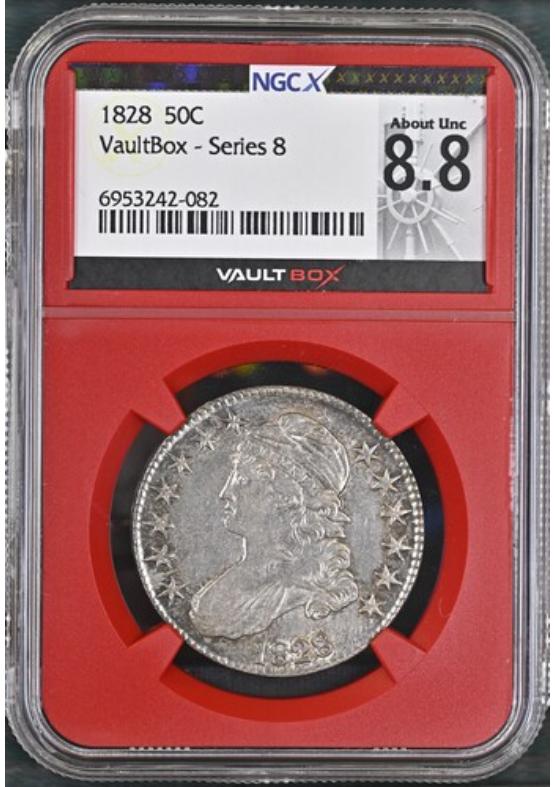 1828 50C NGCX ABOUT UNCIRCULATED 8.8 TONER! Series 8 Front