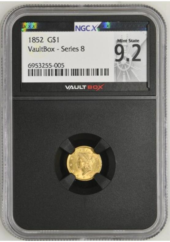 1852 G$1 NGCX MINT STATE 9.2 FRONT