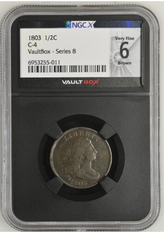 1803 C-4 1/2C NGCX VERY FINE 6 BROWN Series 8 Front