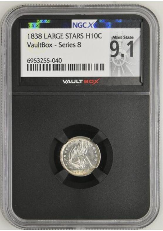 1838 LARGE STARS H10C NGCX MINT STATE 9.1 Series 8 Front