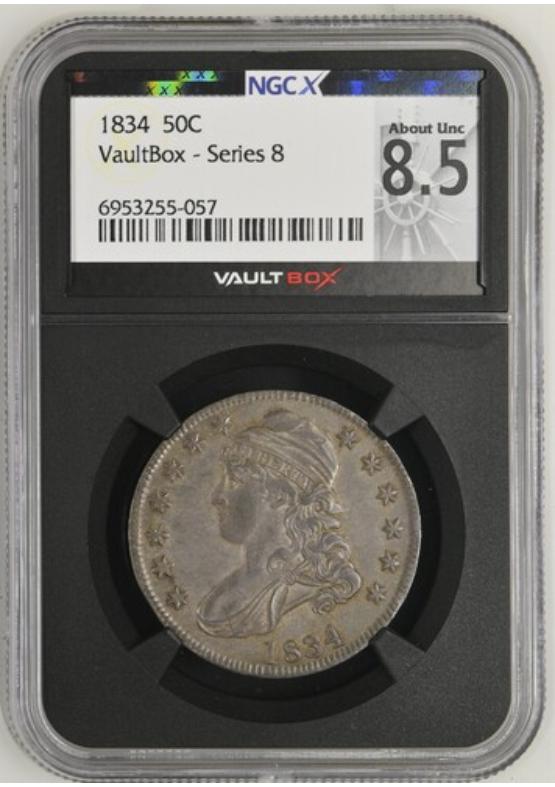 1834 50C NGCX ABOUT UNCIRCULATED 8.5 Series 8 Front