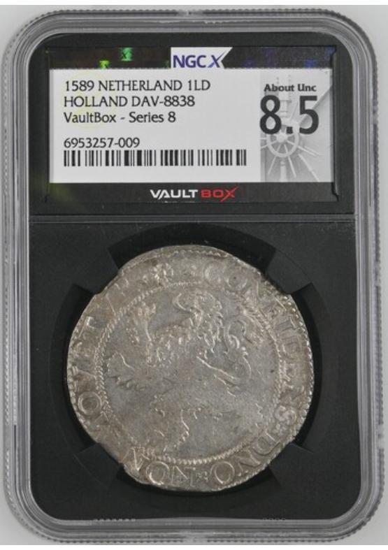 1589 NETHERLAND 1LD HOLLAND DAV-8838 NGCX ABOUT UNCIRCULATED 8.5 Series 8 Front