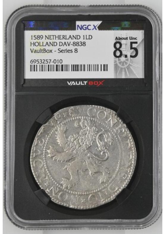 1589 NETHERLAND 1LD HOLLAND DAV-8838 NGCX ABOUT UNCIRCULATED 8.5 Series 8 Front