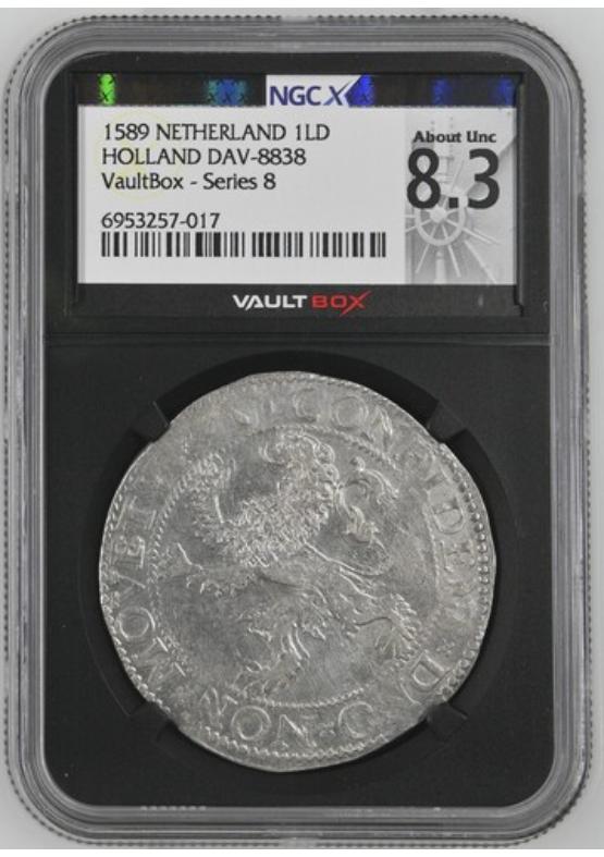 1589 NETHERLAND 1LD HOLLAND DAV-8838 NGCX ABOUT UNCIRCULATED 8.3 Series 8 Front