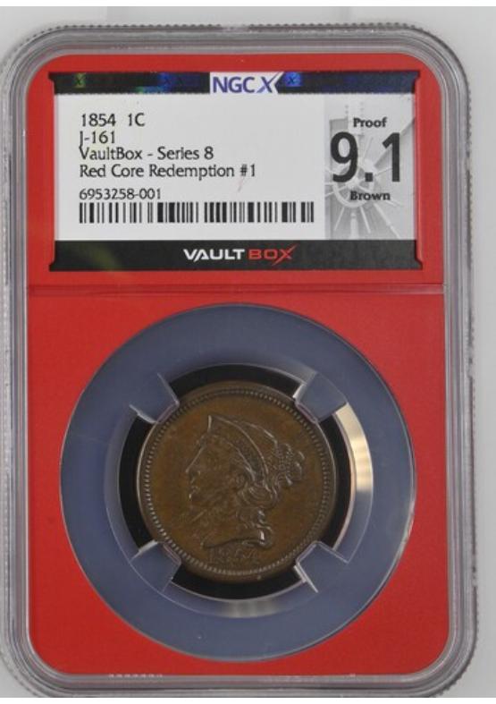 1854 J-161 1C NGCX PROOF 9.1 BROWN Series 8 Front