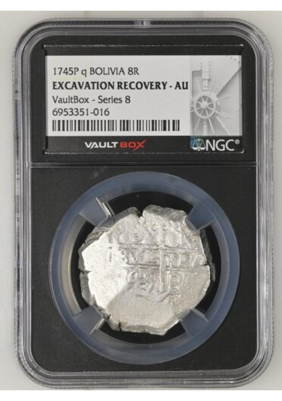 1745P Q BOLIVIA 8R CERRO RICO HOARD  NGC EXCAVATION RECOVERY - AU Series 8 Front