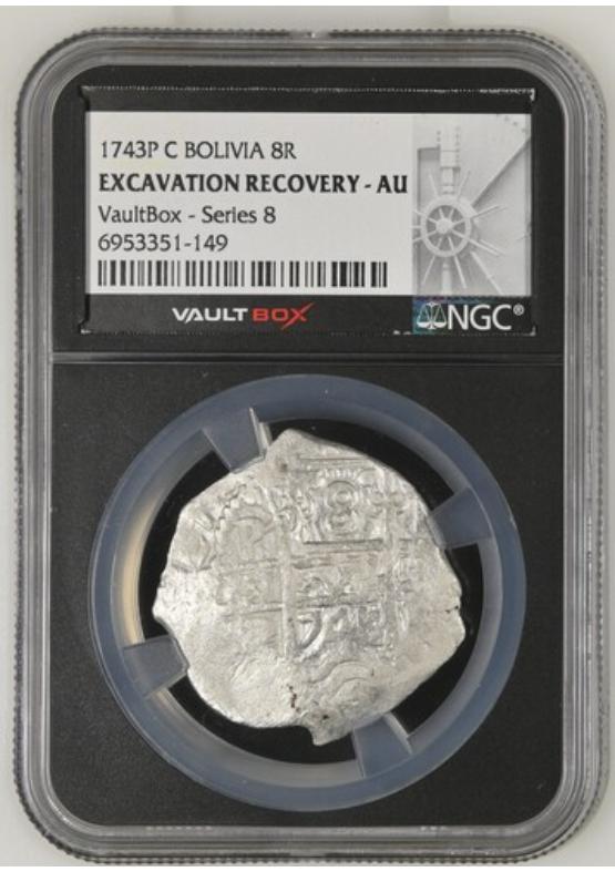 1743P C BOLIVIA 8R CERRO RICO HOARD  NGC EXCAVATION RECOVERY - AU Series 8 Front