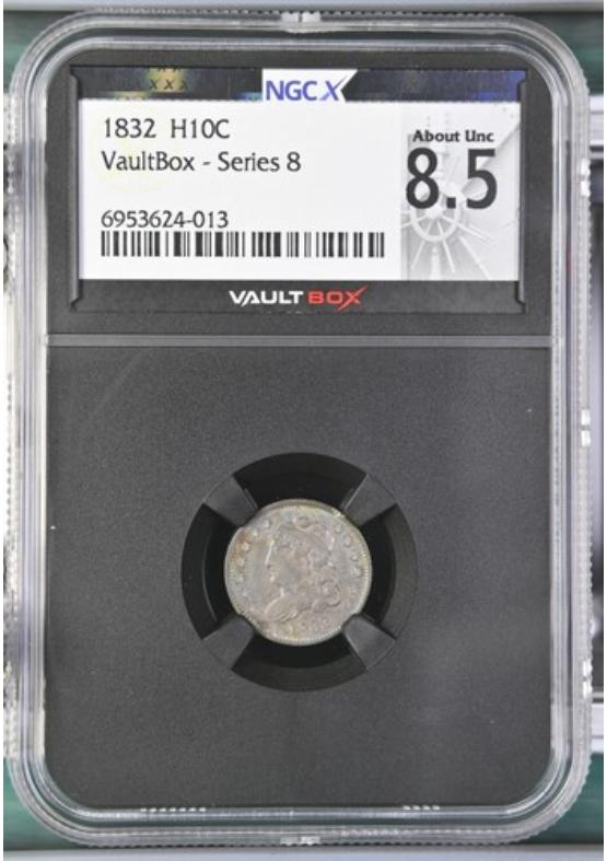 1832 H10C NGCX ABOUT UNCIRCULATED 8.5 Series 8 Front