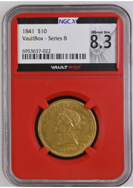 1841 G$10 NGCX ABOUT UNCIRCULATED 8.3 Series 8 Front