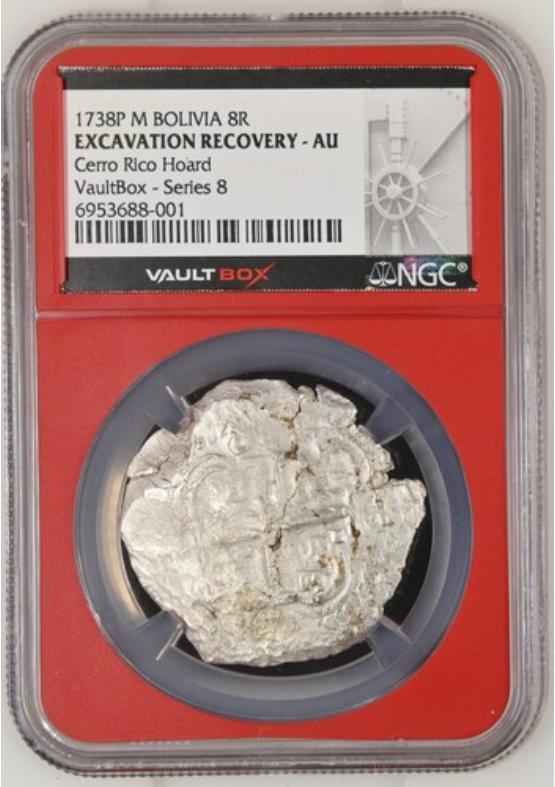 1738P M BOLIVIA 8R CERRO RICO HOARD NGC EXCAVATION RECOVERY - AU Series 8 Front