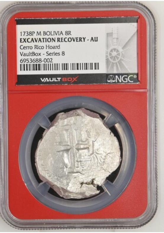 1738P M BOLIVIA 8R CERRO RICO HOARD NGC EXCAVATION RECOVERY - AU Series 8 Front