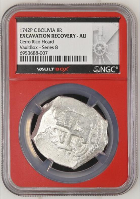 1742P C BOLIVIA 8R CERRO RICO HOARD NGC EXCAVATION RECOVERY - AU Series 8 Front