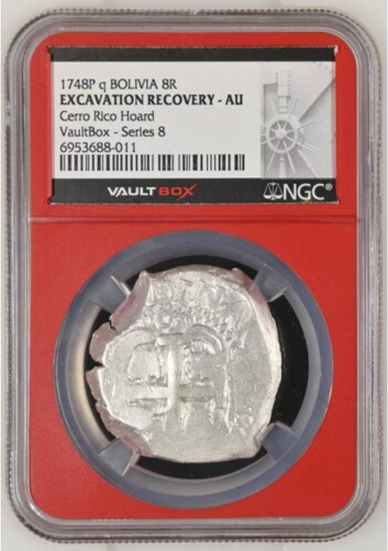 1748P Q BOLIVIA 8R CERRO RICO HOARD NGC EXCAVATION RECOVERY - AU Series 8 Front